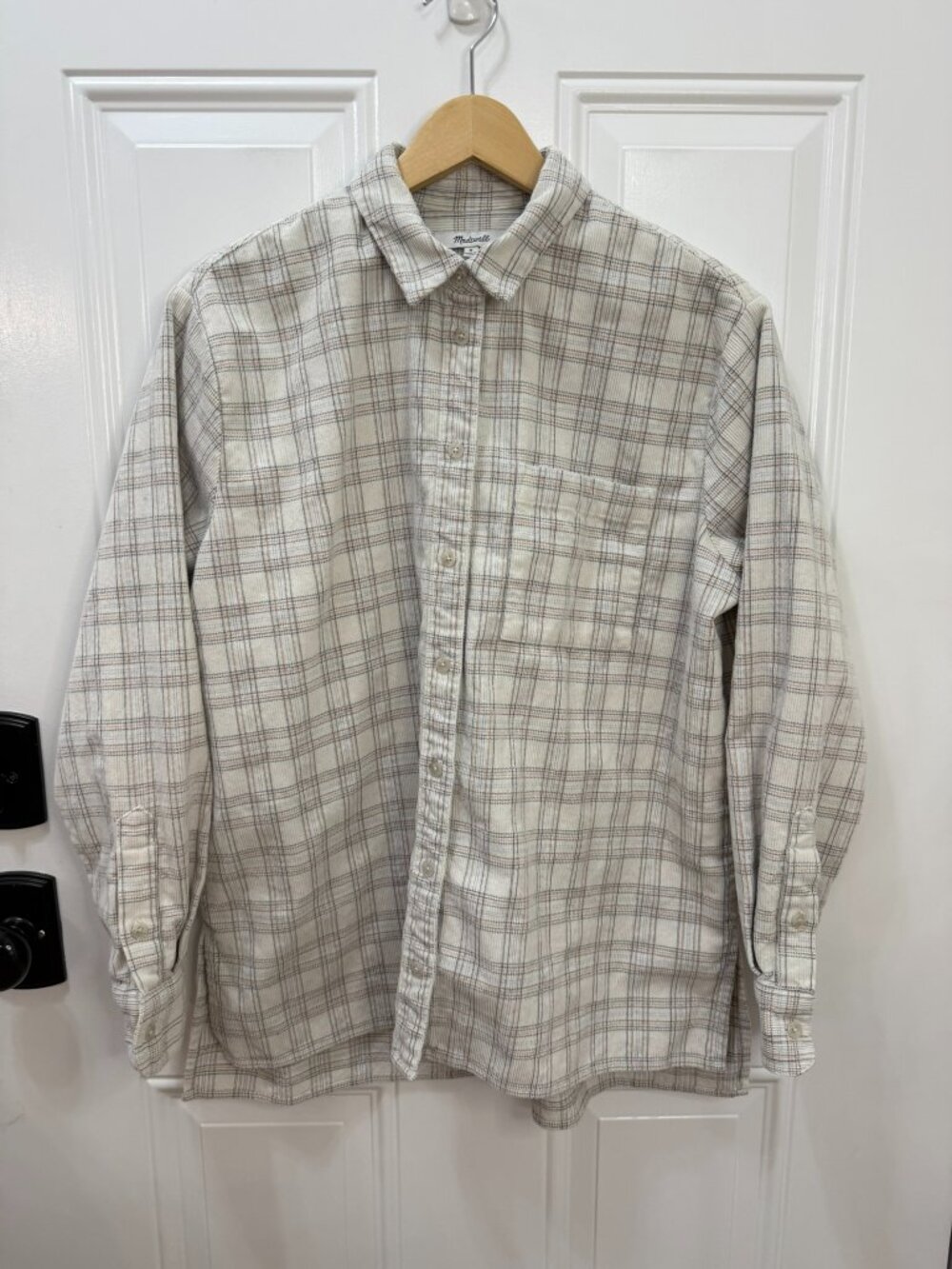 Madewell Corduroy Oversized Ex-Boyfriend Shirt Lombard Plaid Size M - Picture 3 of 11
